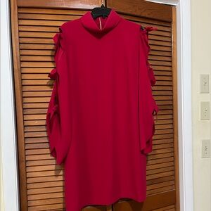 Alex Marie Red Long Sleeve Mock Neck Cocktail Dress